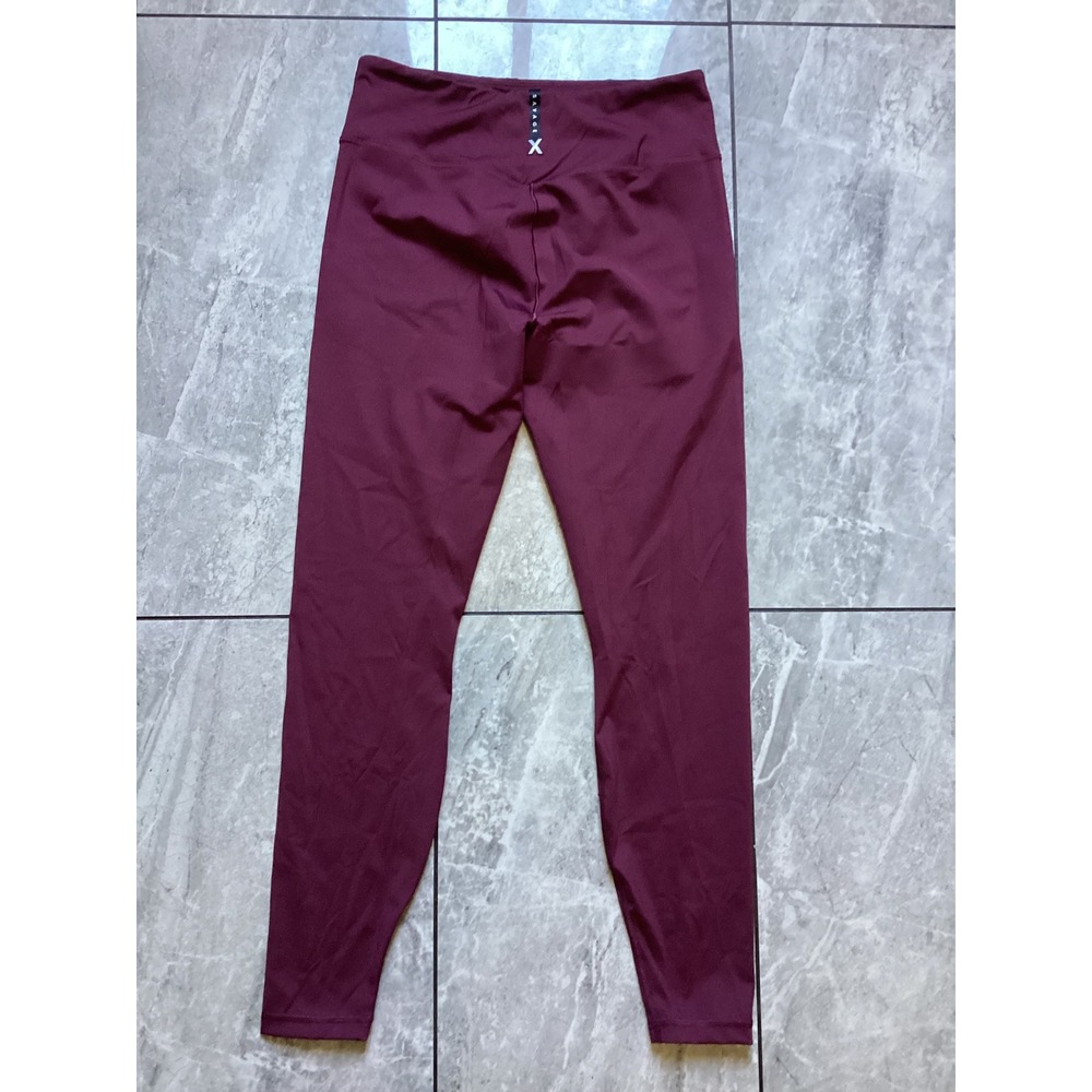 Savage X Fenty Sport Women High Waisted Leggings Burgundy Wine Large Activewear